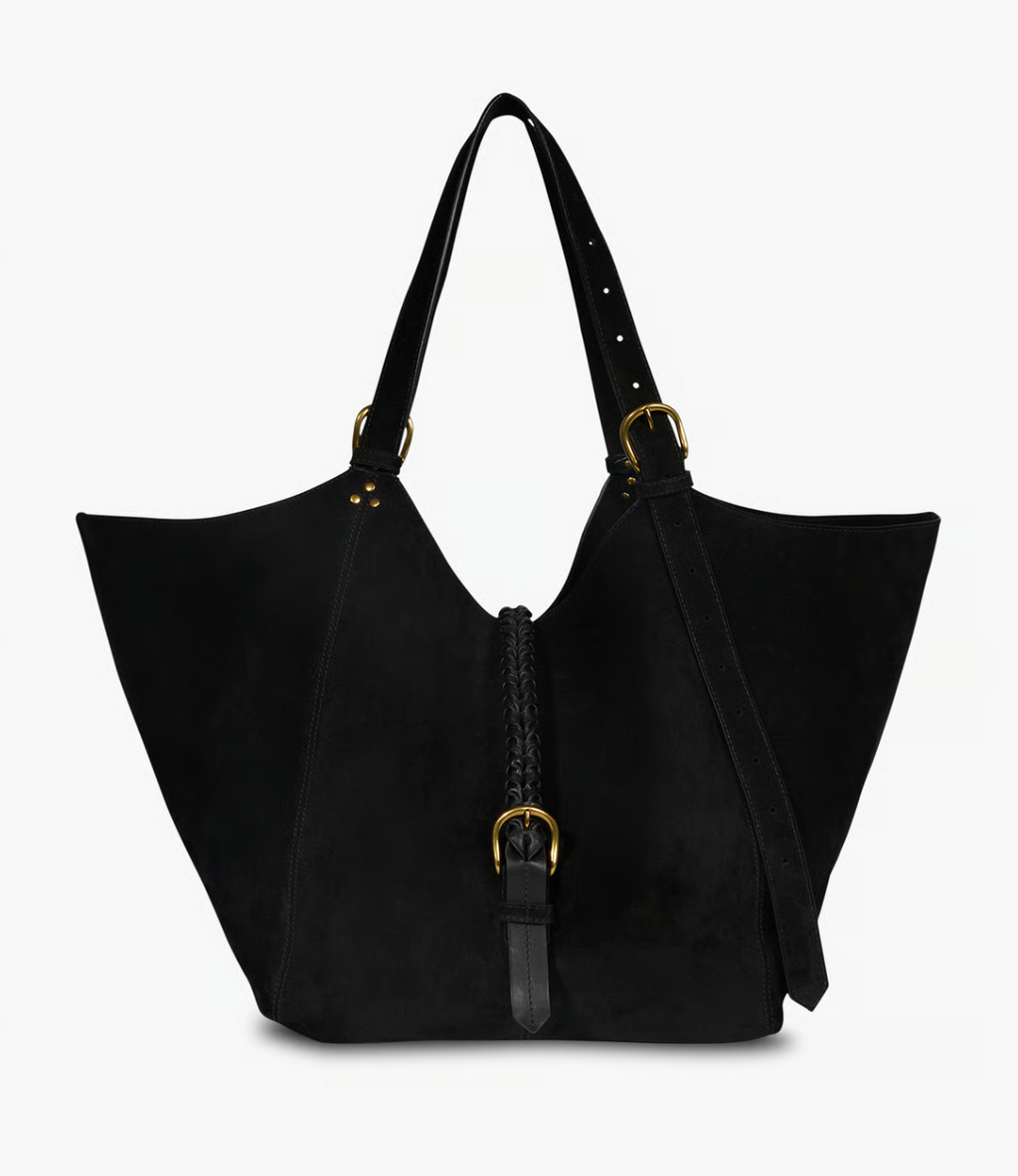 Genuine Leather Shopper - Black & Bronze