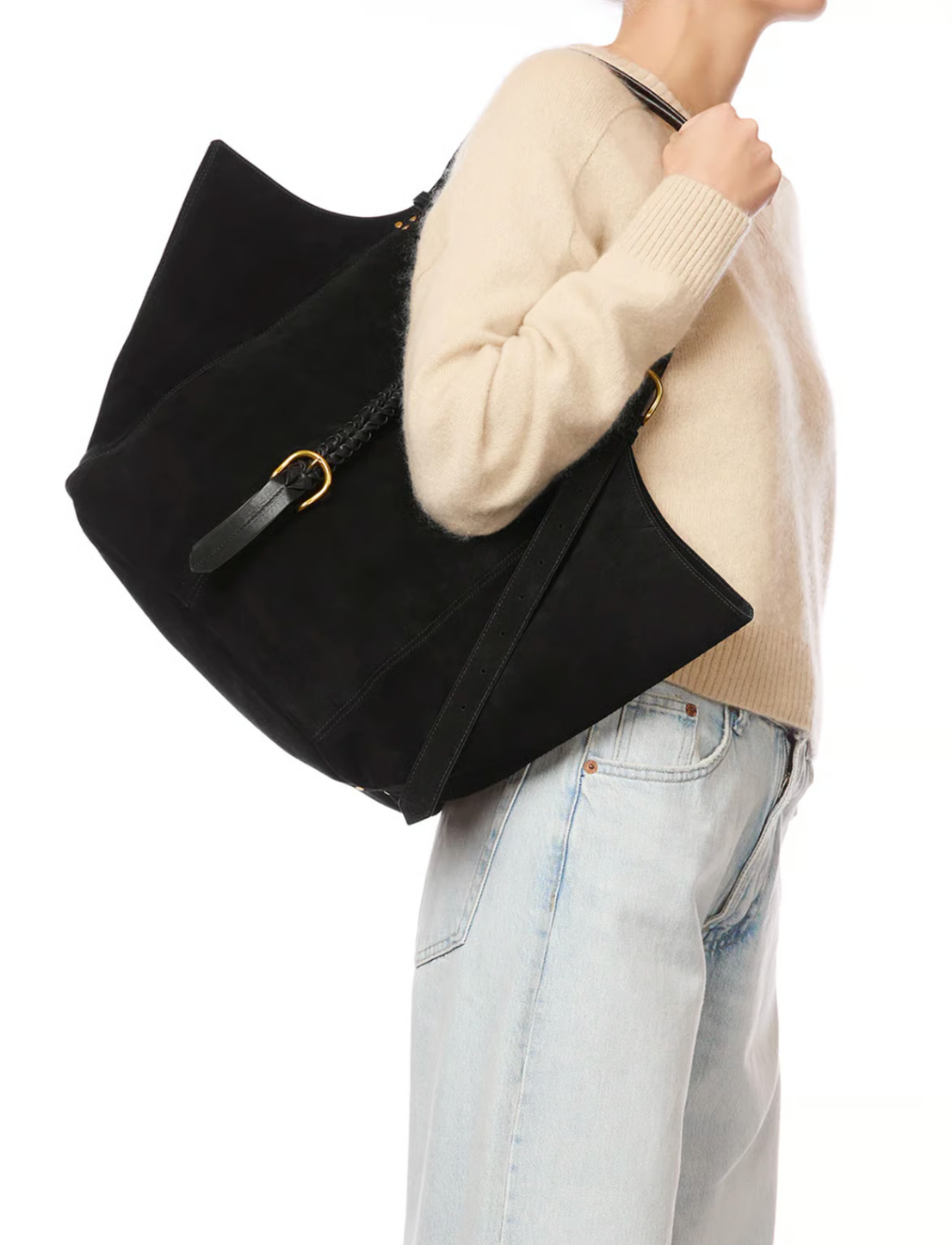 Genuine Leather Shopper - Black & Bronze