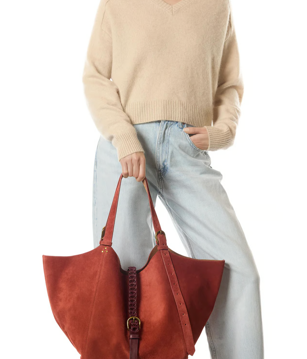 Genuine Leather Shopper - Black & Bronze