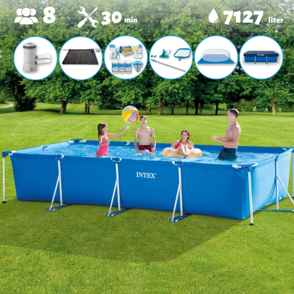 Premium Rectangular Family Swimming Pool with Filter Pump - (450x220x84cm)