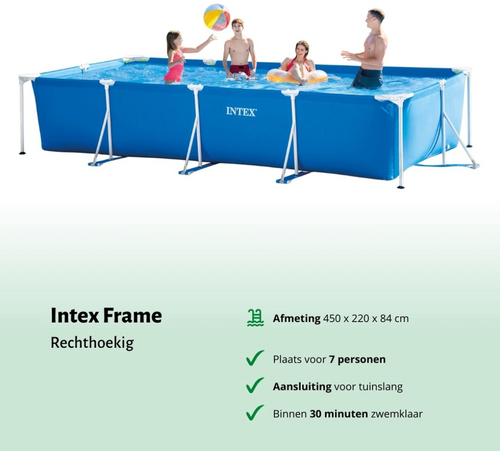 Premium Rectangular Family Swimming Pool with Filter Pump - (450x220x84cm)